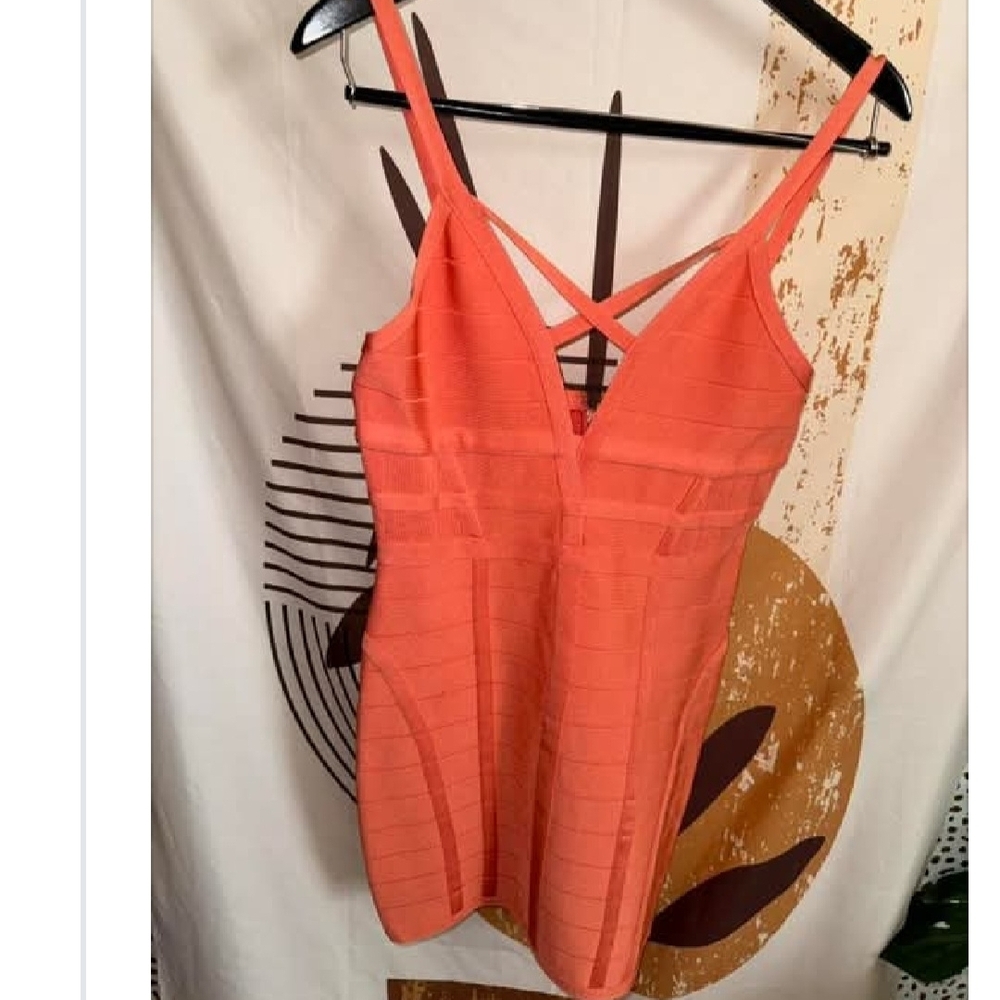 BEBE-  Coral Bandage Bodycon Dress